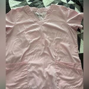 Pink V-Neck Scrub Top